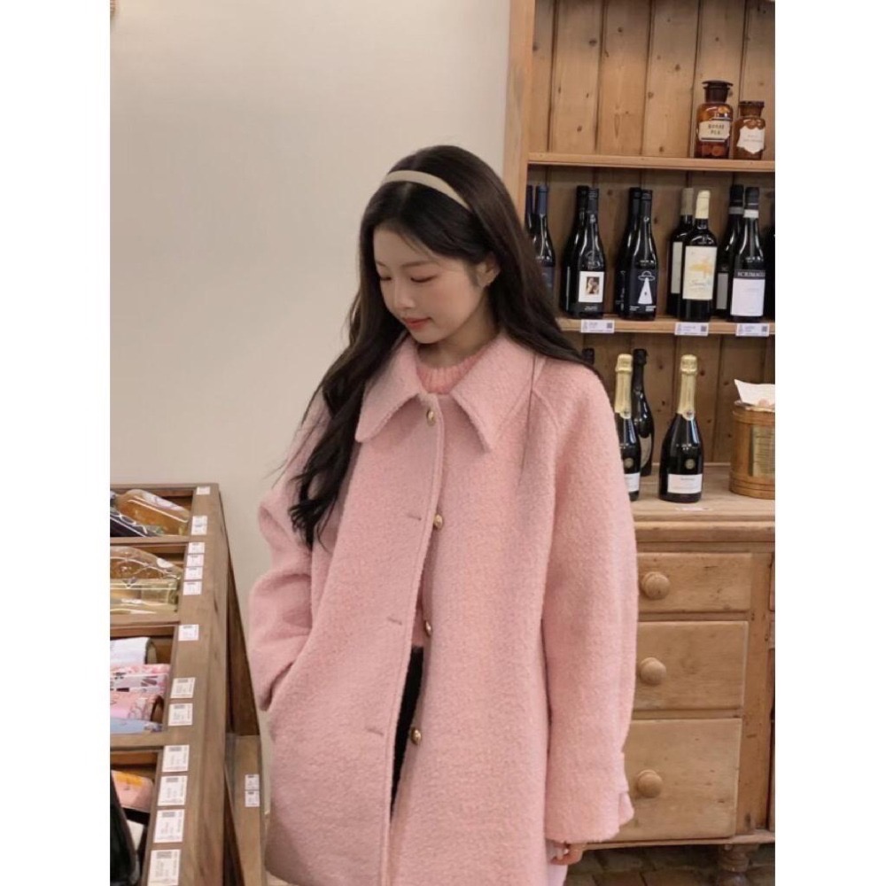 MiaoMiao Korea 氣質甜美💗 單排金釦毛呢大衣 秋冬 東大門 正韓代購-細節圖2