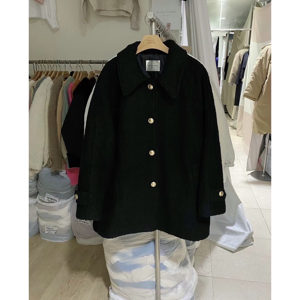 MiaoMiao Korea 氣質甜美💗 單排金釦毛呢大衣 秋冬 東大門 正韓代購-規格圖11