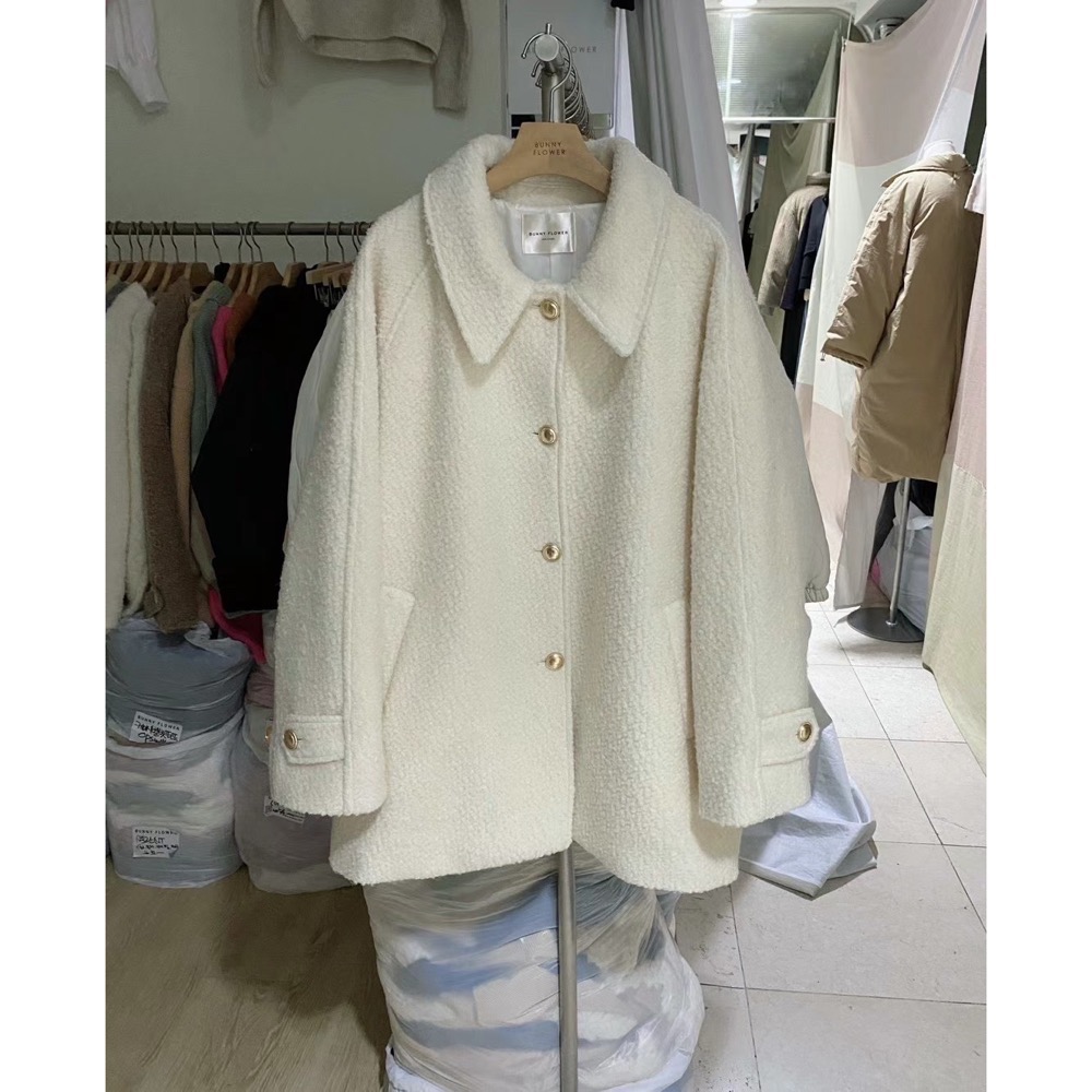 MiaoMiao Korea 氣質甜美💗 單排金釦毛呢大衣 秋冬 東大門 正韓代購-規格圖11