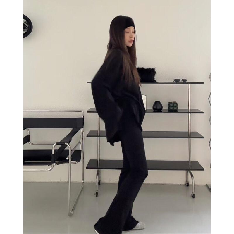 【現貨】MiaoMiao Korea 小黑褲🖤 百搭鬆緊微喇棉褲 春季 東大門 正韓代購-細節圖2