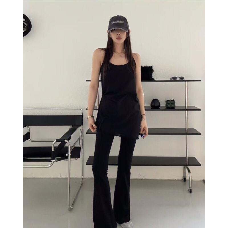 【現貨】MiaoMiao Korea 小黑褲🖤 百搭鬆緊微喇棉褲 春季 東大門 正韓代購-細節圖3