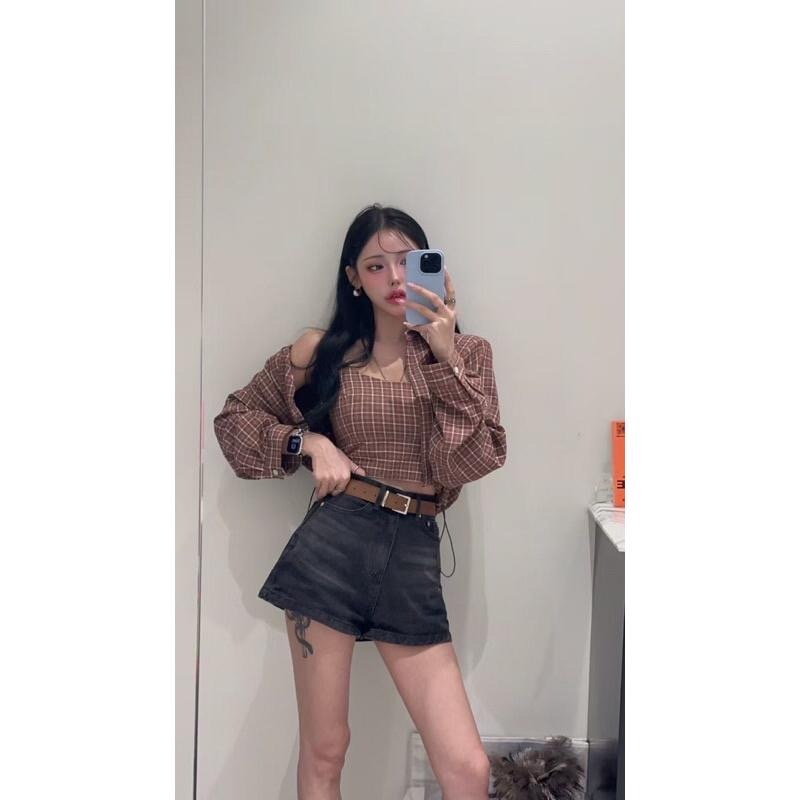 【現貨】MiaoMiao Korea 熱銷款🔥 A字牛仔短褲 Revecite 紫棋歐膩 春季 東大門 正韓代購-細節圖4