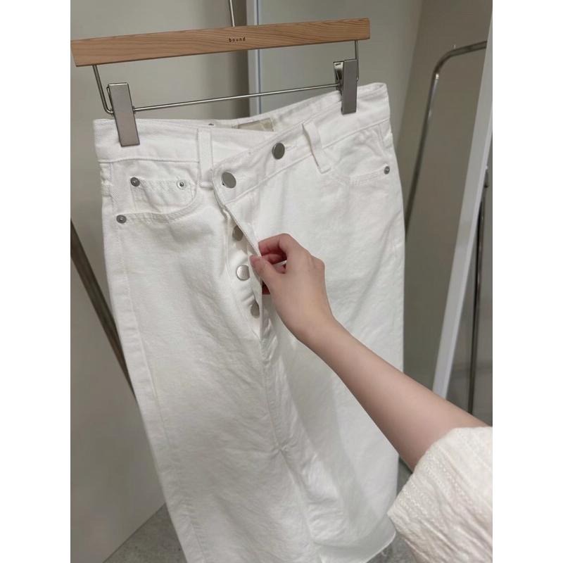 【現+預】MiaoMiao Korea 氣質歐膩 白色開衩牛仔裙 春夏 東大門 正韓代購-細節圖7