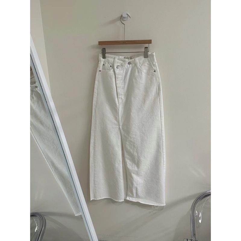 【現+預】MiaoMiao Korea 氣質歐膩 白色開衩牛仔裙 春夏 東大門 正韓代購-細節圖8