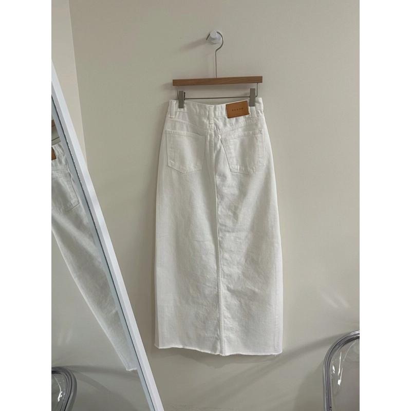 【現+預】MiaoMiao Korea 氣質歐膩 白色開衩牛仔裙 春夏 東大門 正韓代購-細節圖9