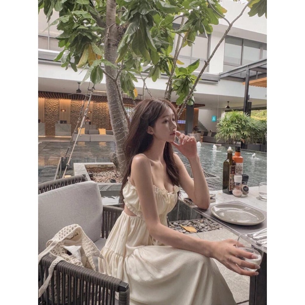 【現貨】MiaoMiao Korea 女神洋裝✨ 細肩露腰女神度假長洋 夏季 東大門 正韓代購-細節圖2