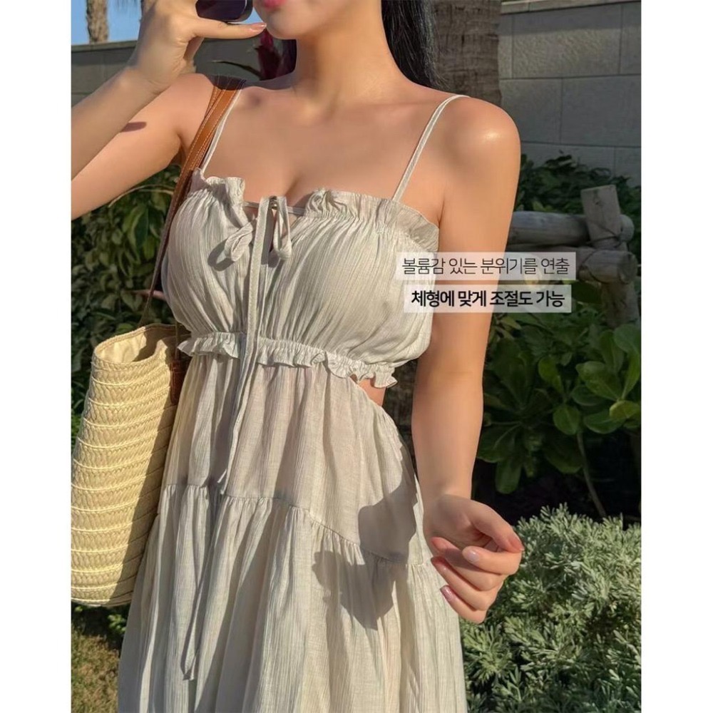 【現貨】MiaoMiao Korea 女神洋裝✨ 細肩露腰女神度假長洋 夏季 東大門 正韓代購-細節圖7