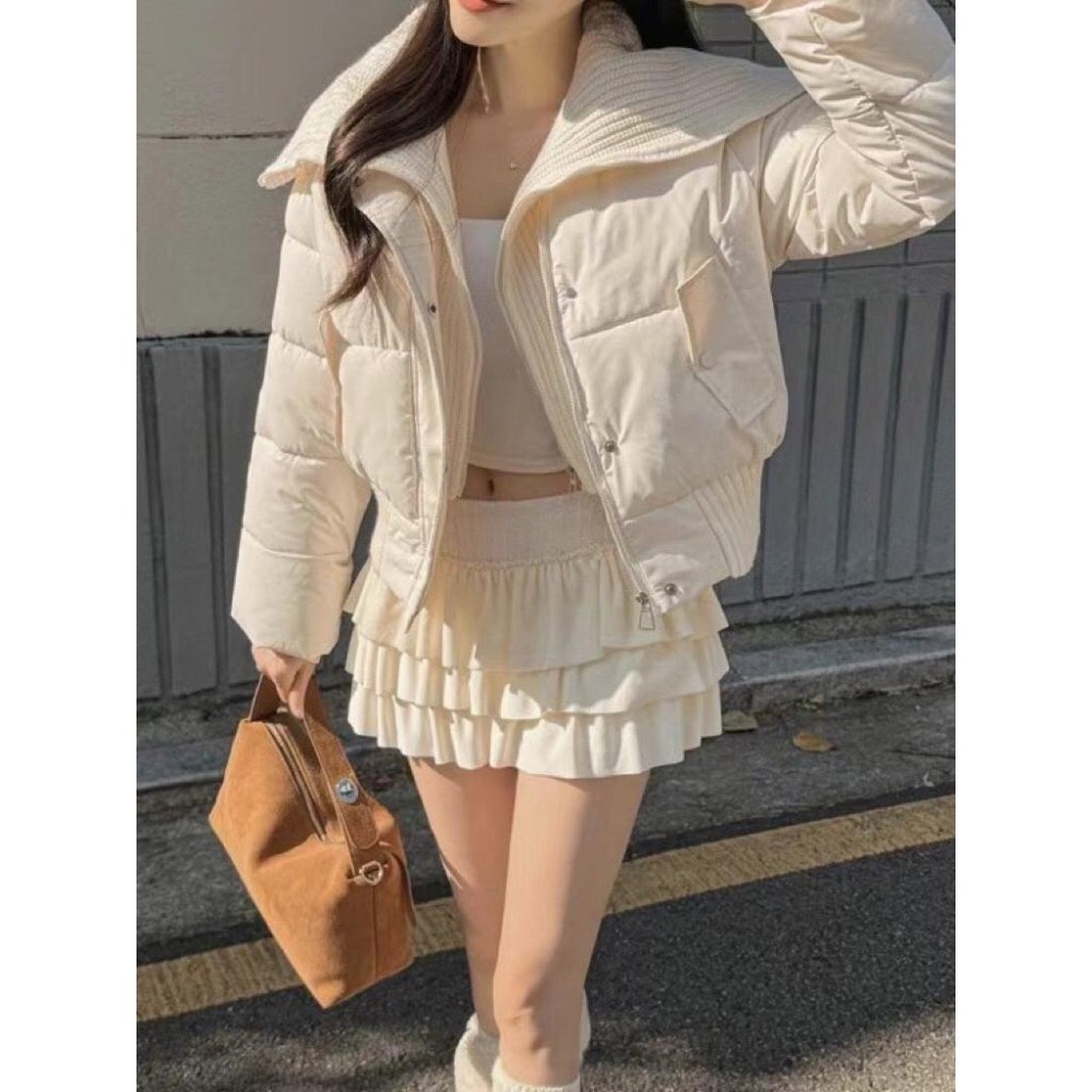 MiaoMiao Korea 網紅ins感 大翻領假兩件鋪棉外套 冬季 東大門 正韓代購-細節圖3