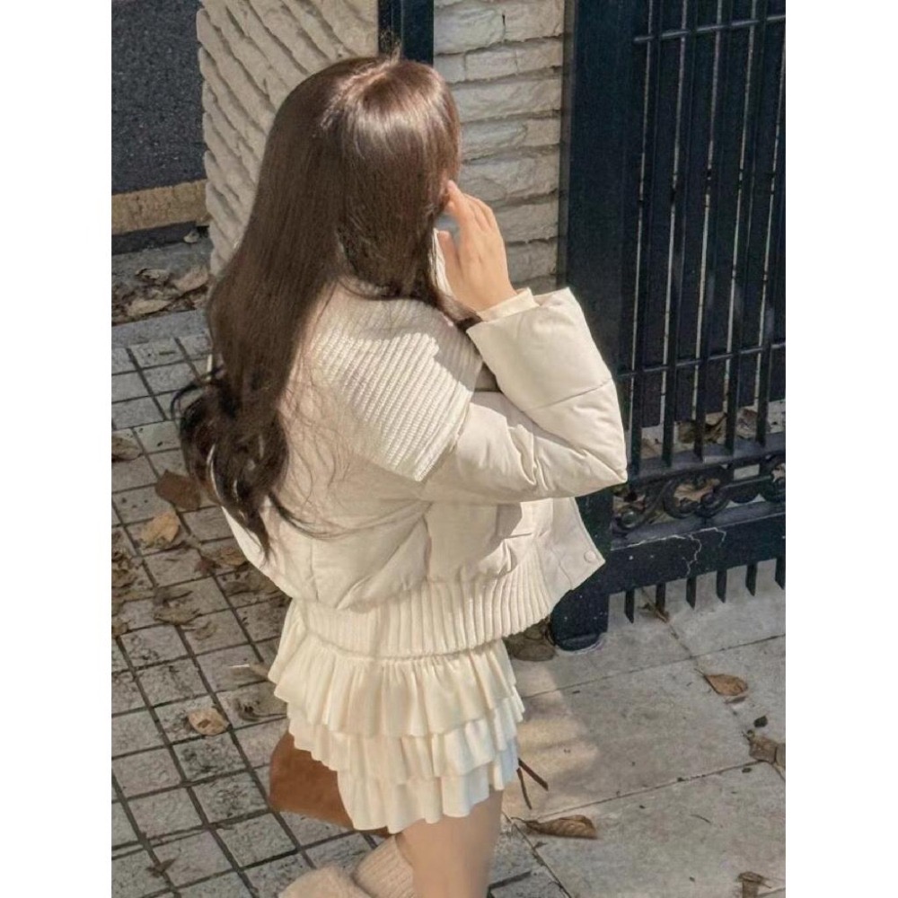 MiaoMiao Korea 網紅ins感 大翻領假兩件鋪棉外套 冬季 東大門 正韓代購-細節圖5