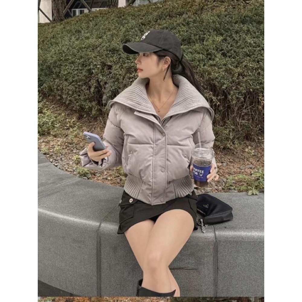 MiaoMiao Korea 網紅ins感 大翻領假兩件鋪棉外套 冬季 東大門 正韓代購-細節圖8