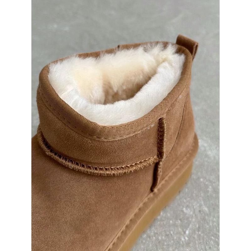 【現貨】MiaoMiao Korea 適合22.5 & 23號小腳人❤️ 羊毛短筒牛麂皮厚底雪靴 冬季 東大門 正韓代購-細節圖2