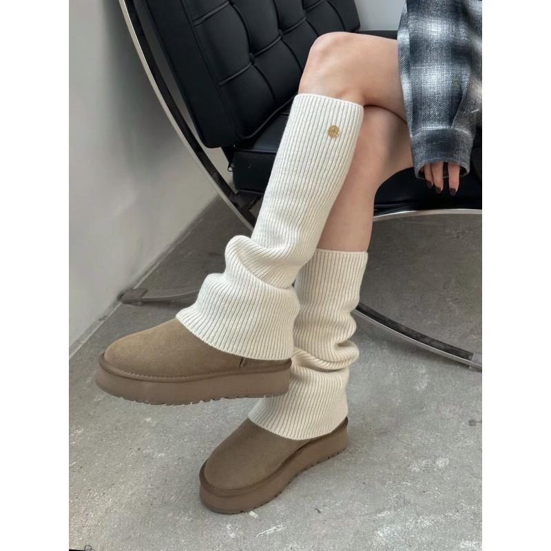 【現貨】MiaoMiao Korea 適合22.5 & 23號小腳人❤️ 羊毛短筒牛麂皮厚底雪靴 冬季 東大門 正韓代購-細節圖8