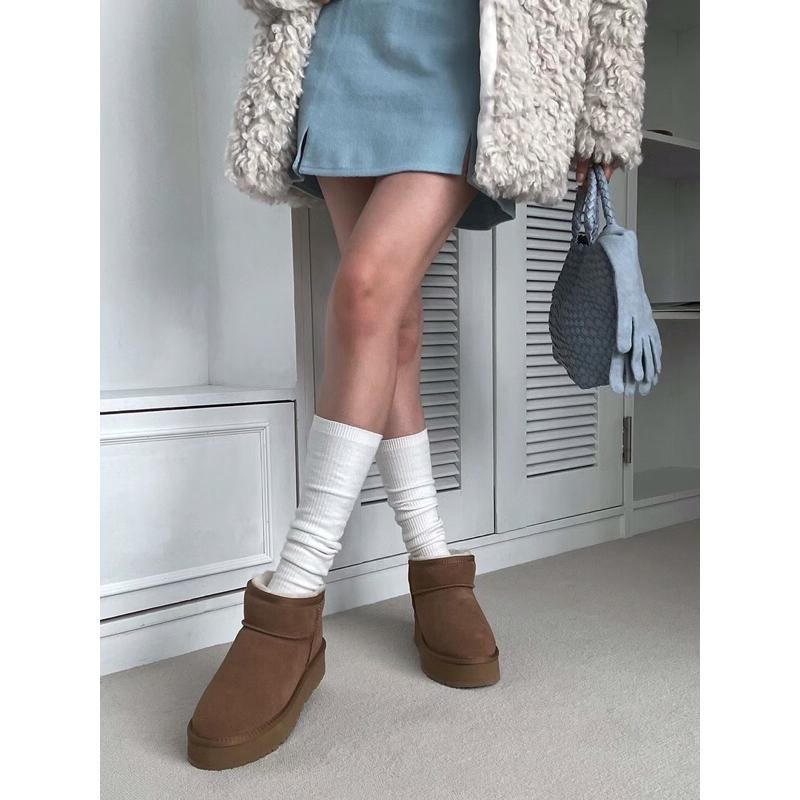 【現貨】MiaoMiao Korea 適合22.5號小腳人❤️ 羊毛短筒牛麂皮厚底雪靴 冬季 東大門 正韓代購-細節圖5