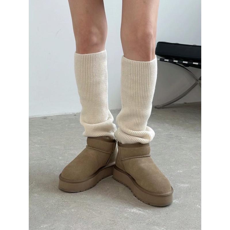 【現貨】MiaoMiao Korea 適合22.5號小腳人❤️ 羊毛短筒牛麂皮厚底雪靴 冬季 東大門 正韓代購-細節圖7