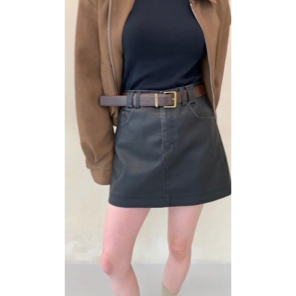 MiaoMiao Korea 肉肉臀友好❤️ 水洗復古感皮裙 秋冬 東大門 正韓代購-細節圖3