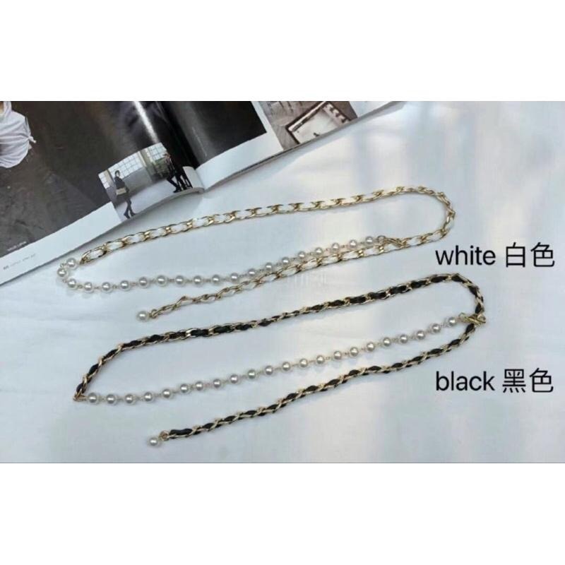 MiaoMiao Korea 百搭氣質款 小香風珍珠鏈條腰帶 東大門 正韓代購-細節圖3