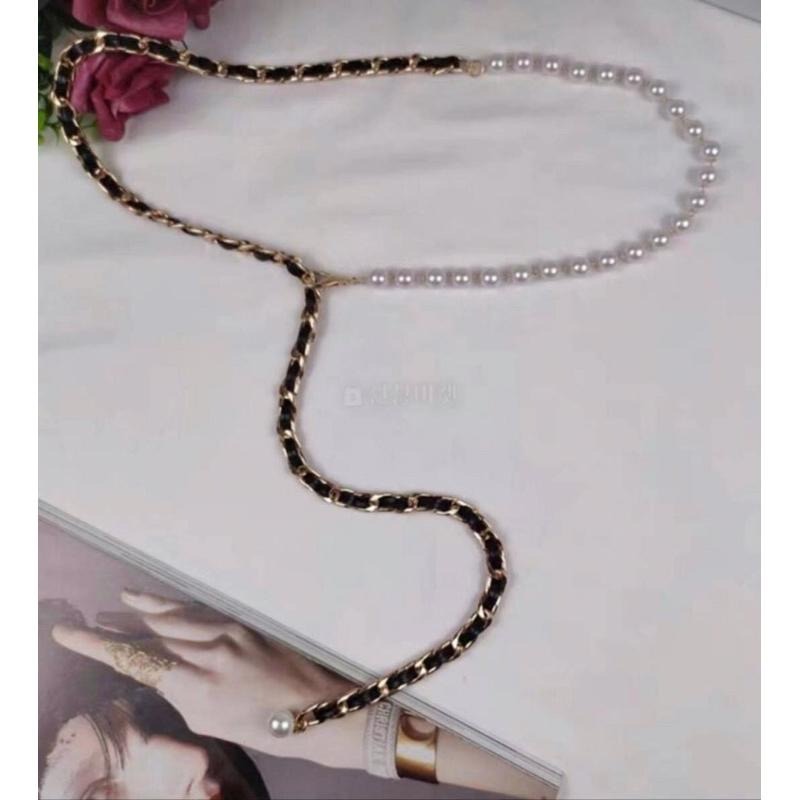 MiaoMiao Korea 百搭氣質款 小香風珍珠鏈條腰帶 東大門 正韓代購-細節圖4