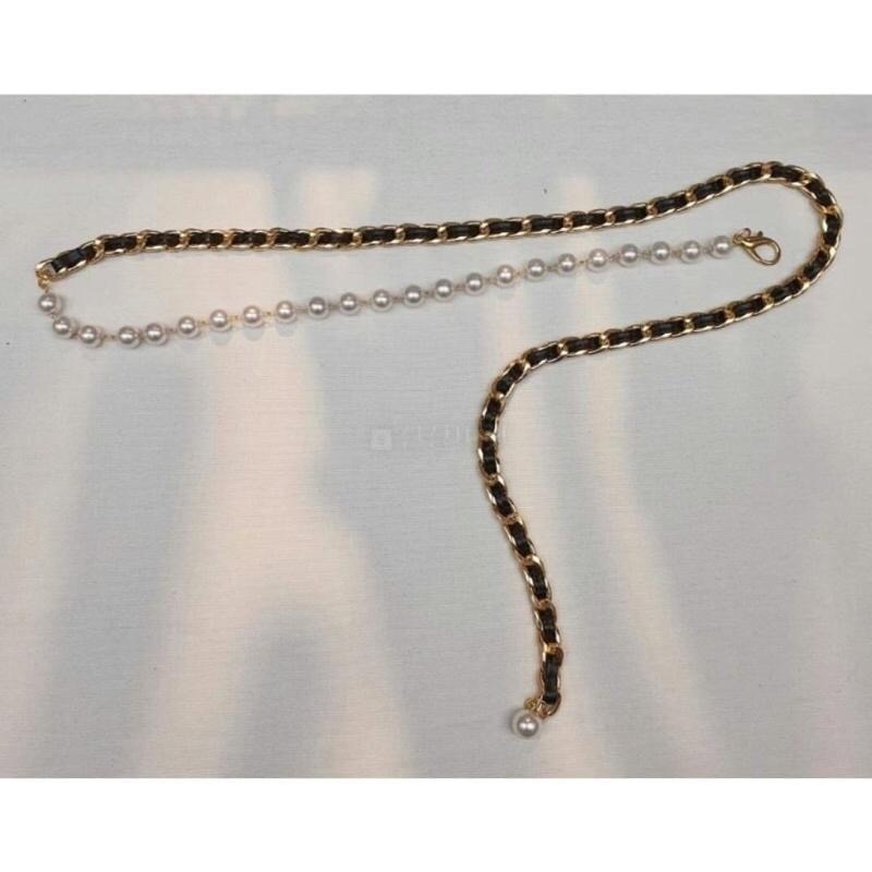 MiaoMiao Korea 百搭氣質款 小香風珍珠鏈條腰帶 東大門 正韓代購-細節圖5