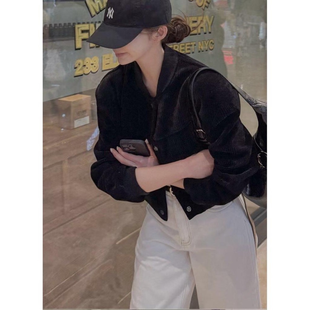 MiaoMiao Korea 酷帥簡約🖤 燈芯絨棒球外套 秋季 東大門 正韓代購-細節圖4