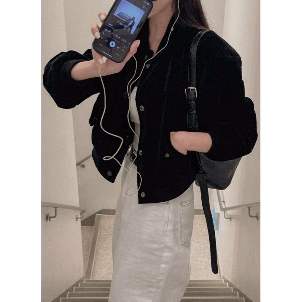 MiaoMiao Korea 酷帥簡約🖤 燈芯絨棒球外套 秋季 東大門 正韓代購-細節圖5
