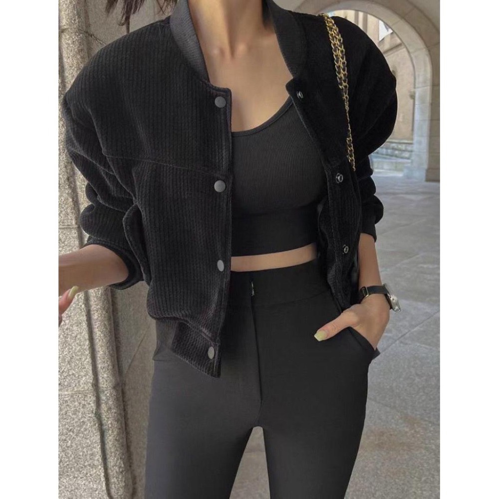 MiaoMiao Korea 酷帥簡約🖤 燈芯絨棒球外套 秋季 東大門 正韓代購-細節圖7