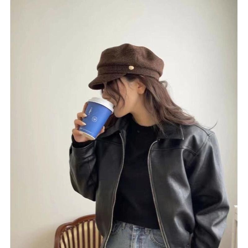 MiaoMiao Korea 模特姐姐都在戴 毛呢金釦報童帽 秋冬 東大門 正韓代購-細節圖5
