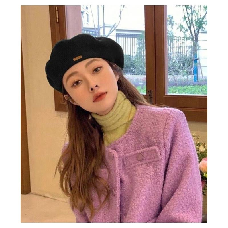 MiaoMiao Korea 網紅款 皮標貝雷帽 秋冬 東大門 正韓代購-細節圖3