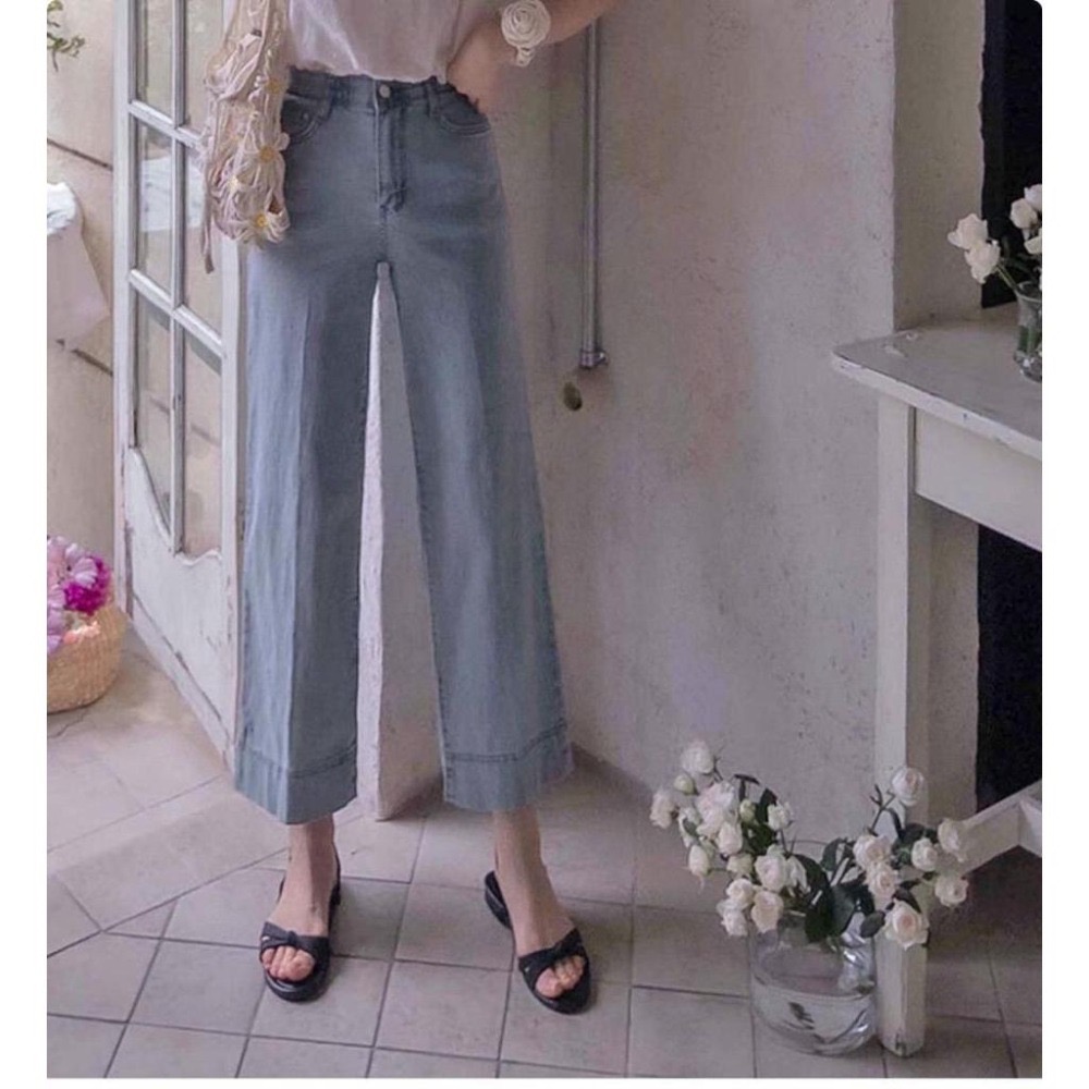 【現貨】MiaoMiao Korea 夏日大作戰🌞 涼感九分牛仔寬褲 東大門 正韓代購-細節圖3