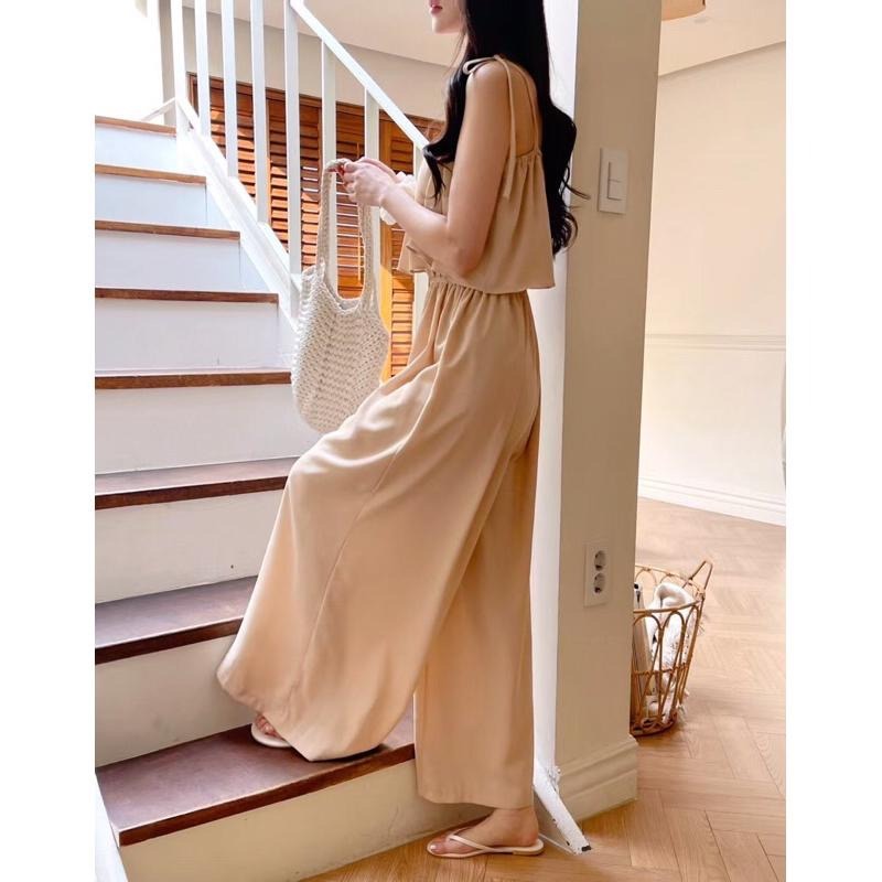 MiaoMiao Korea 休閒舒適 蝴蝶結綁帶連身褲 夏季 東大門 正韓代購-細節圖9