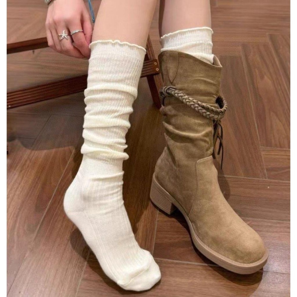 MiaoMiao Korea 木耳邊小腿堆堆襪 秋冬 東大門 正韓代購-細節圖2