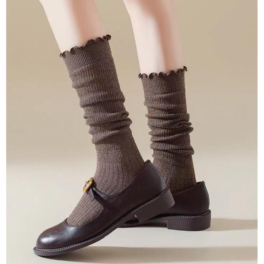 MiaoMiao Korea 木耳邊小腿堆堆襪 秋冬 東大門 正韓代購-細節圖5