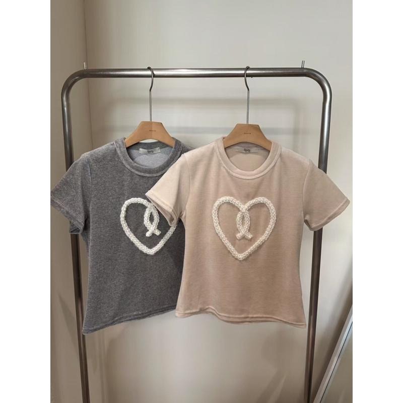 MiaoMiao Korea 純欲可愛 珍珠愛心絨面套裝 春季 東大門 正韓代購-細節圖6