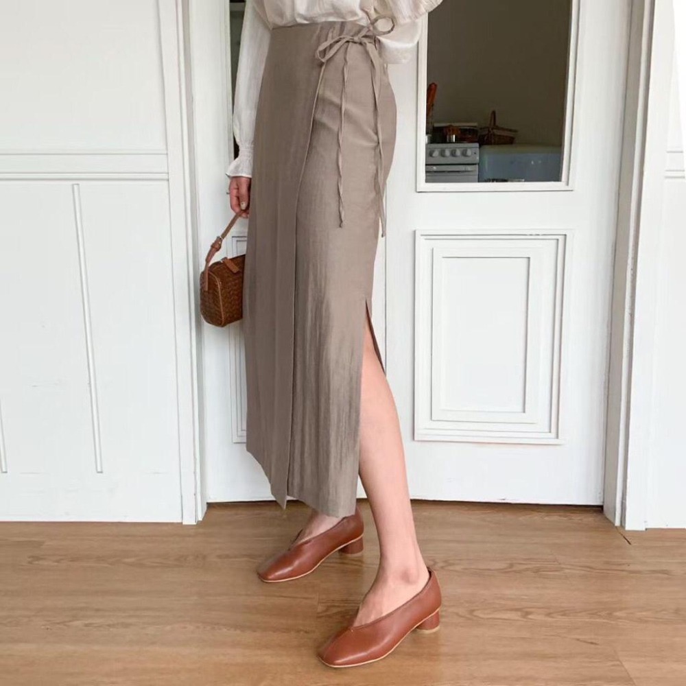 MiaoMiao Korea 氣質優雅💖 側綁帶後鬆緊修身長裙 秋季 東大門 正韓代購-細節圖2