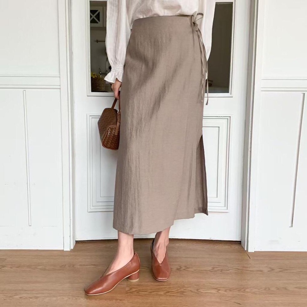 MiaoMiao Korea 氣質優雅💖 側綁帶後鬆緊修身長裙 秋季 東大門 正韓代購-細節圖3