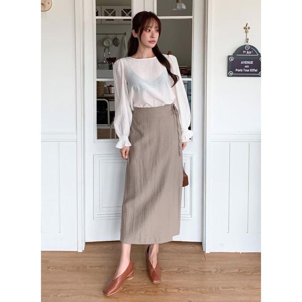 MiaoMiao Korea 氣質優雅💖 側綁帶後鬆緊修身長裙 秋季 東大門 正韓代購-細節圖4