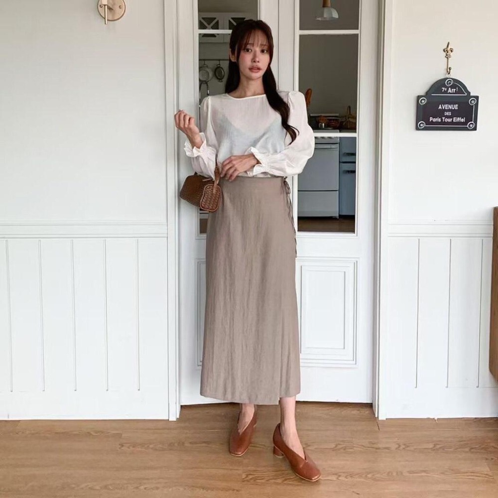 MiaoMiao Korea 氣質優雅💖 側綁帶後鬆緊修身長裙 秋季 東大門 正韓代購-細節圖5