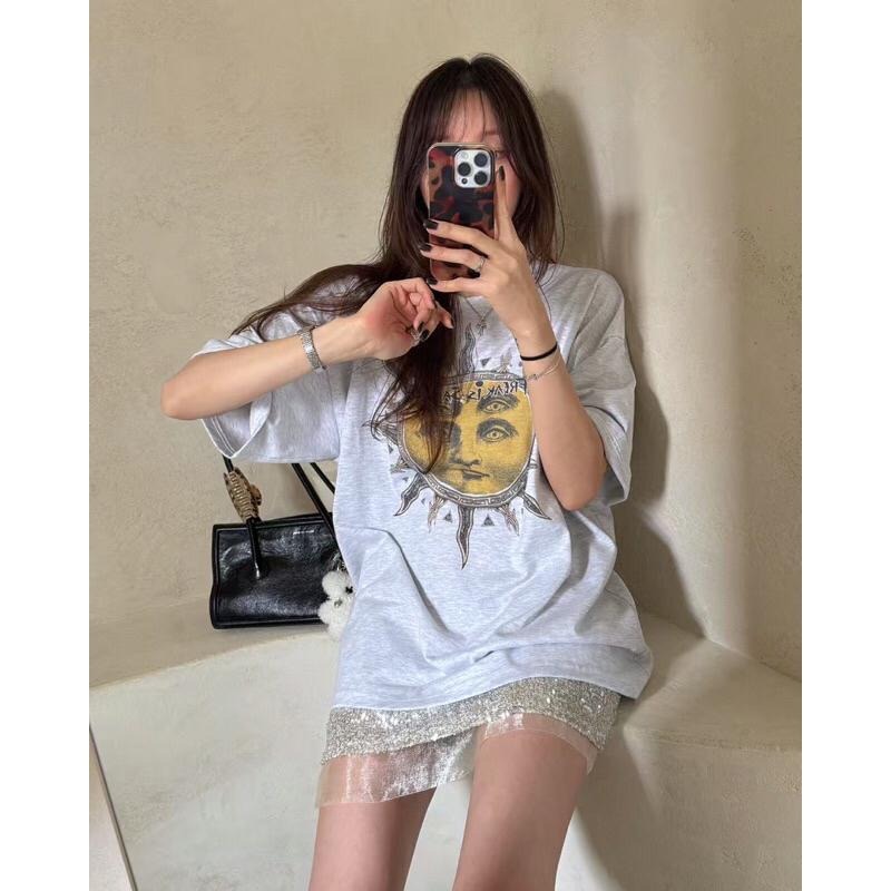 【現貨】MiaoMiao Korea CL平替款🌞 四眼太陽神印花T恤 春夏 東大門 正韓代購-細節圖7