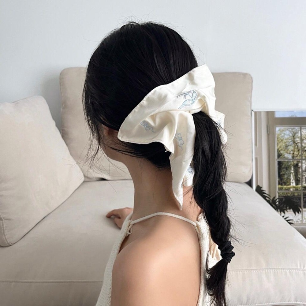 MiaoMiao Korea 夏日蘇打🫧 刺繡蝴蝶結方形髪圈 夏季 東大門 正韓代購-細節圖3