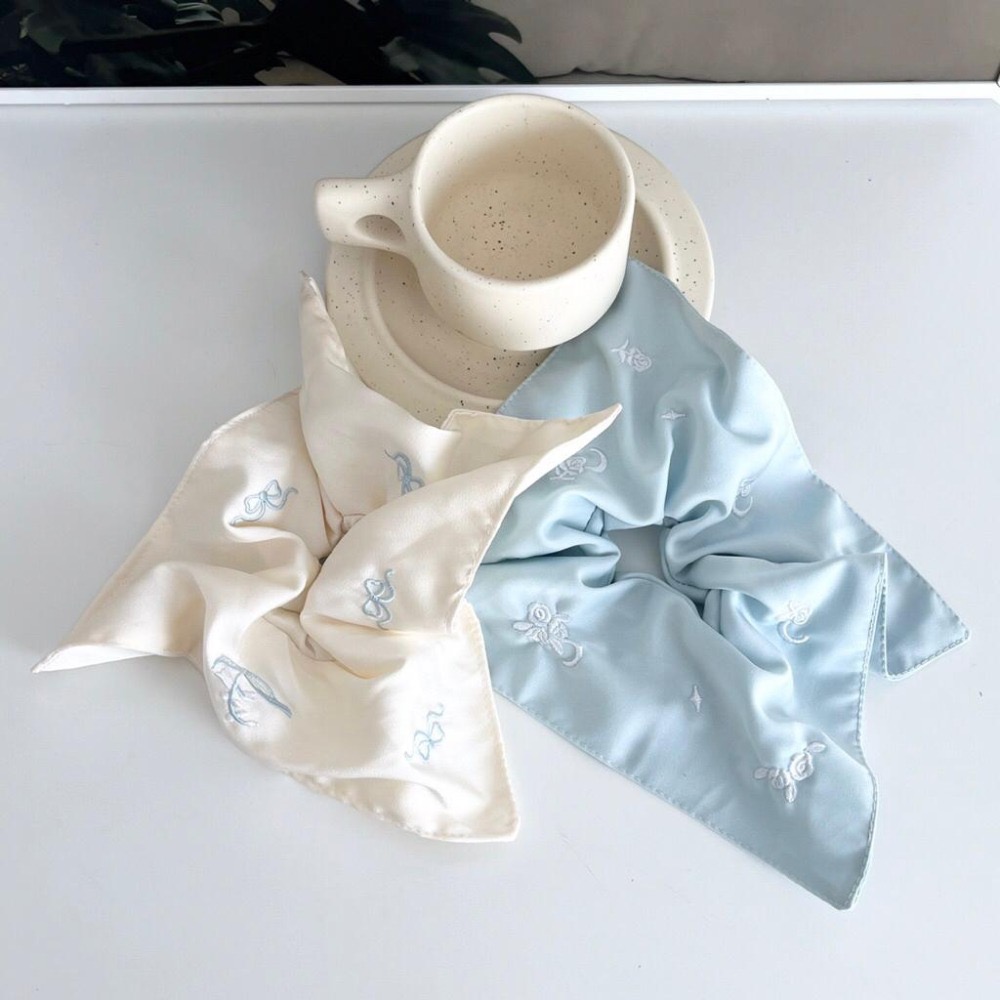 MiaoMiao Korea 夏日蘇打🫧 刺繡蝴蝶結方形髪圈 夏季 東大門 正韓代購-細節圖5