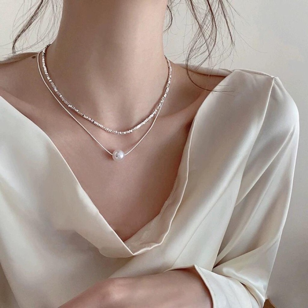 MiaoMiao Korea 檔口的爆款🔥 碎銀珍珠雙層項鍊 夏季 東大門 正韓代購-細節圖3