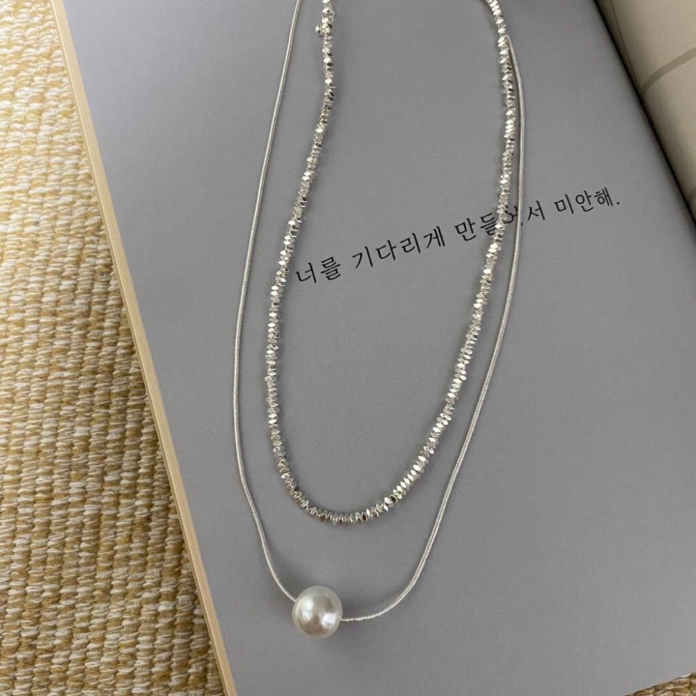 MiaoMiao Korea 檔口的爆款🔥 碎銀珍珠雙層項鍊 夏季 東大門 正韓代購-細節圖5