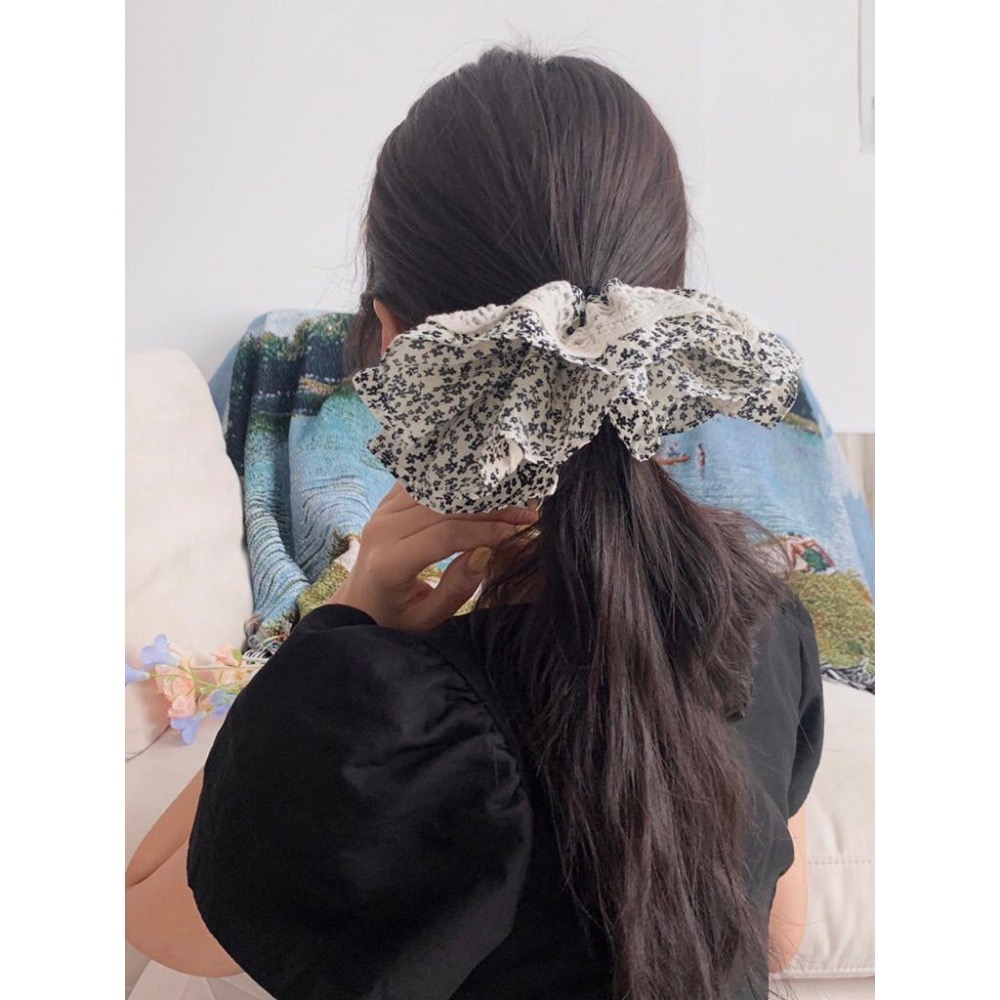 MiaoMiao Korea 田園風碎花緞帶扇形髮圈 夏季 東大門 正韓代購-細節圖3