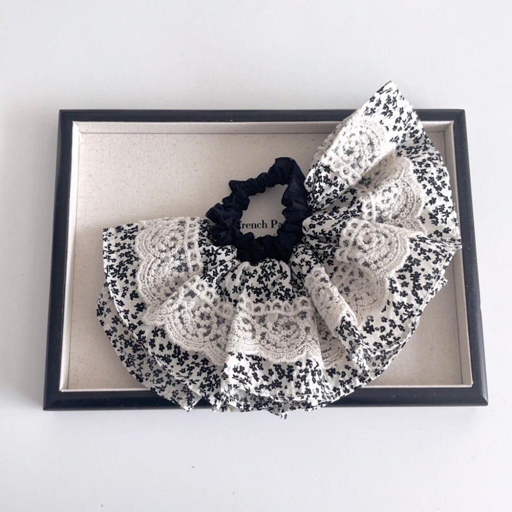 MiaoMiao Korea 田園風碎花緞帶扇形髮圈 夏季 東大門 正韓代購-細節圖6