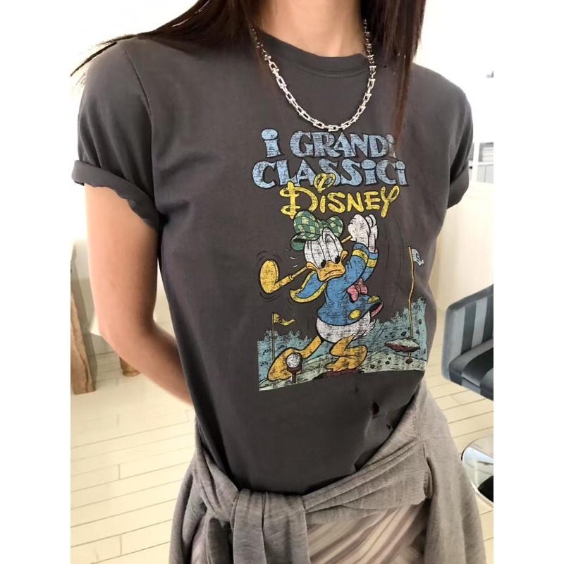 【現貨】MiaoMiao Korea 唐老鴨破洞做舊T恤 春夏 東大門 正韓代購-細節圖2