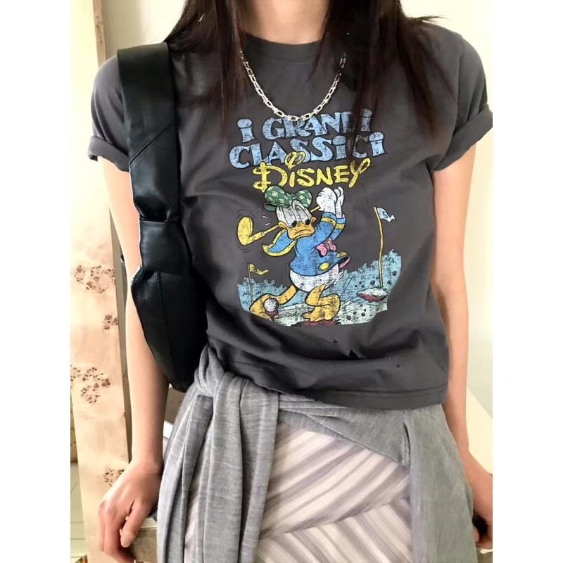 【現貨】MiaoMiao Korea 唐老鴨破洞做舊T恤 春夏 東大門 正韓代購-細節圖3