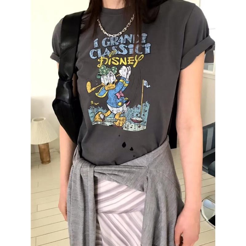 【現貨】MiaoMiao Korea 唐老鴨破洞做舊T恤 春夏 東大門 正韓代購-細節圖4