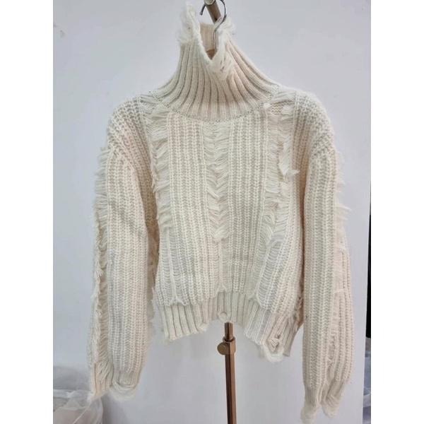 【現貨】MiaoMiao Korea 厚實保暖 高領破洞流蘇針織上衣 冬季 東大門 正韓代購-細節圖5