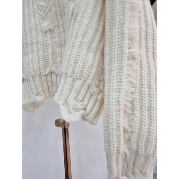 【現貨】MiaoMiao Korea 厚實保暖 高領破洞流蘇針織上衣 冬季 東大門 正韓代購-細節圖7