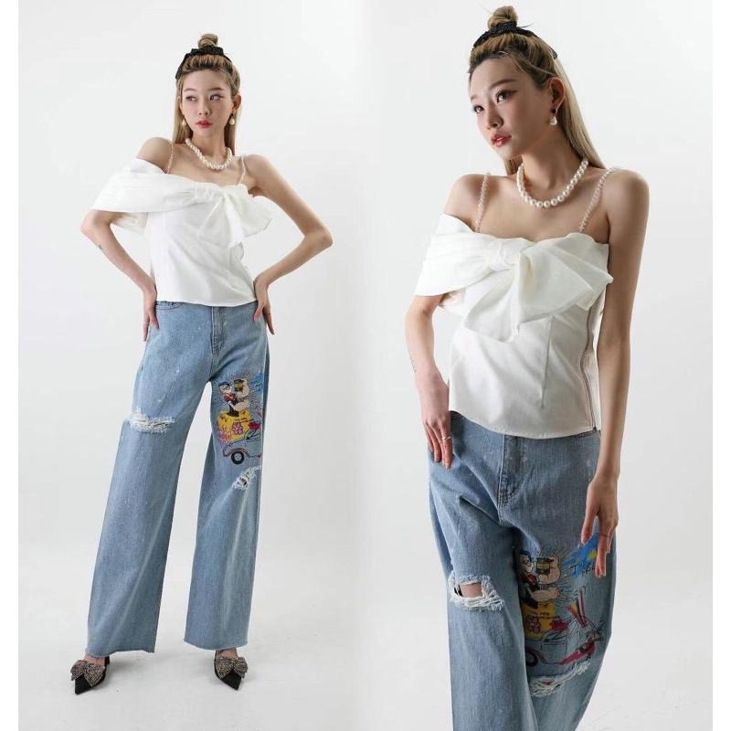 【現貨】MiaoMiao Korea 派對最閃亮的妳 心機蝴蝶結珠鍊吊帶背心 夏季 東大門 正韓代購-細節圖5