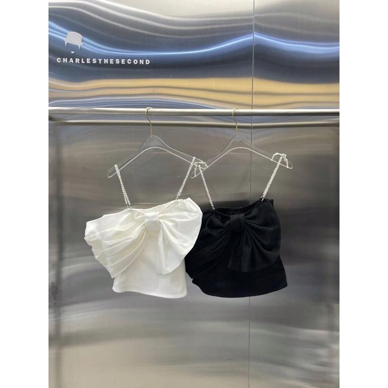 【現貨】MiaoMiao Korea 派對最閃亮的妳 心機蝴蝶結珠鍊吊帶背心 夏季 東大門 正韓代購-細節圖8